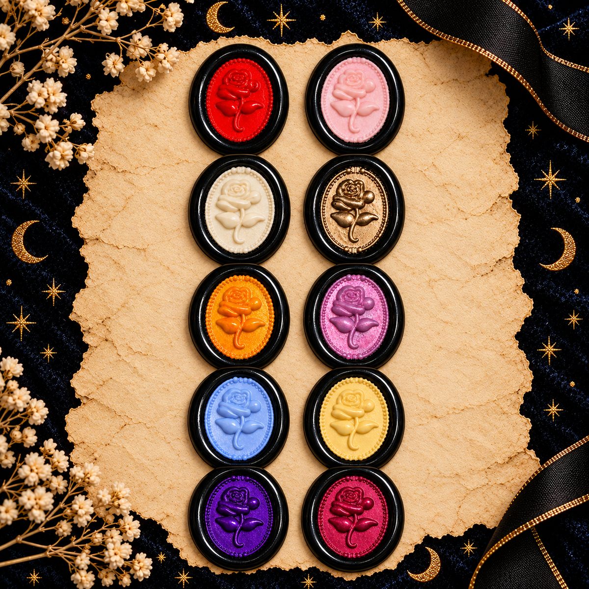 Handmade Gothic Rose Cameo Two Color Wax Seals Peel & Stick Multiple Colors