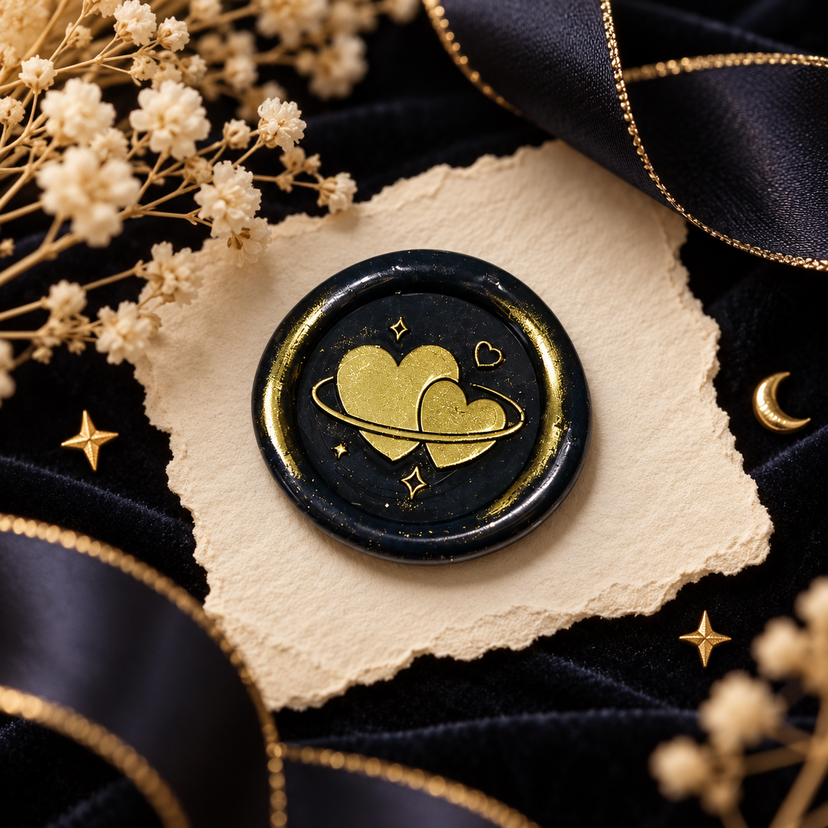 Double Heart Wax Seal – Peel & Stick Multiple Colors Silver & Gold Accents