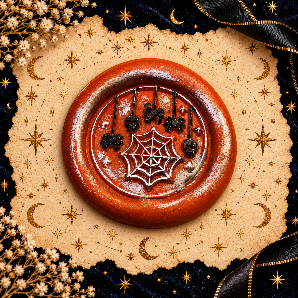 Handmade Halloween Wax Seals Various Styles, Pumpkins, Spiders, Cats, Spooky Scarecrow Wax Seal with Adhesive