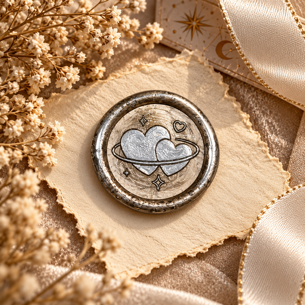 Double Heart Wax Seal – Peel & Stick Multiple Colors Silver & Gold Accents