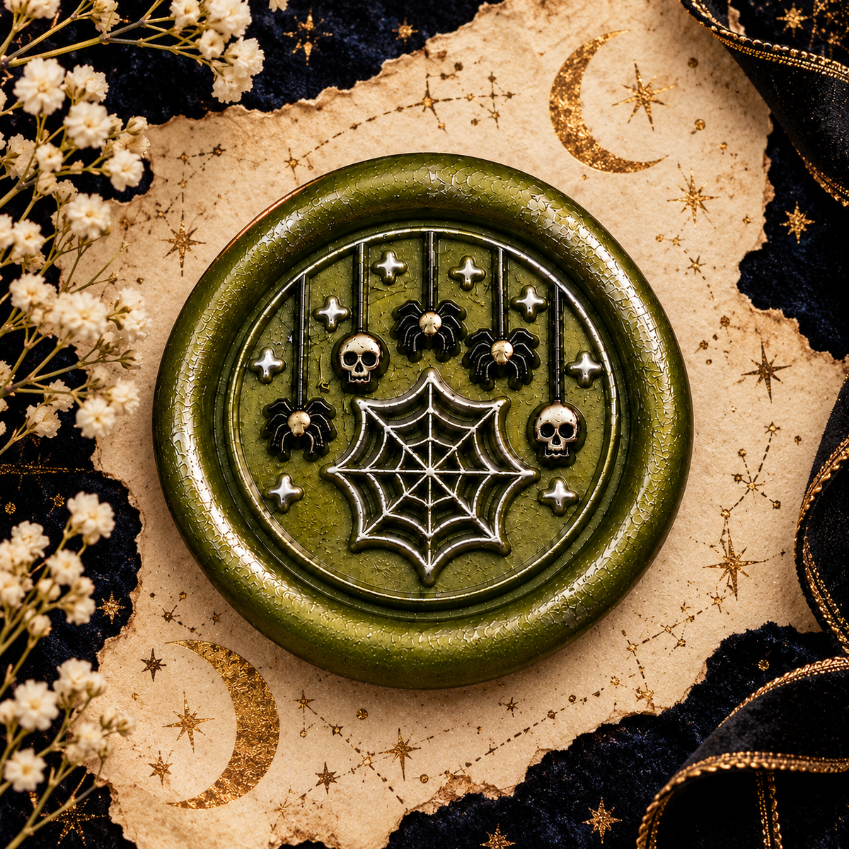 Handmade Halloween Wax Seals Various Styles, Pumpkins, Spiders, Cats, Spooky Scarecrow Wax Seal with Adhesive