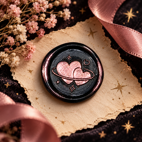 Double Heart Wax Seal – Peel & Stick Multiple Colors Silver & Gold Accents
