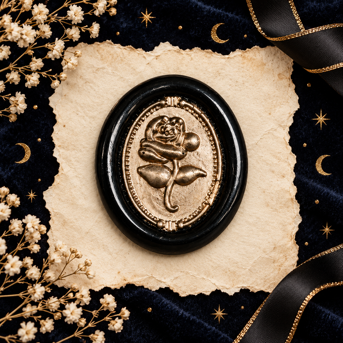 Handmade Gothic Rose Cameo Two Color Wax Seals Peel & Stick Multiple Colors