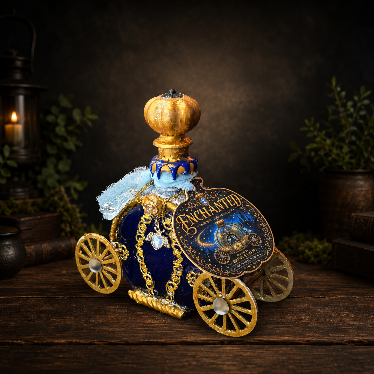 Handmade Enchanted – Midnight Carriage Elixir Decorative Color-Changing Potion Bottle