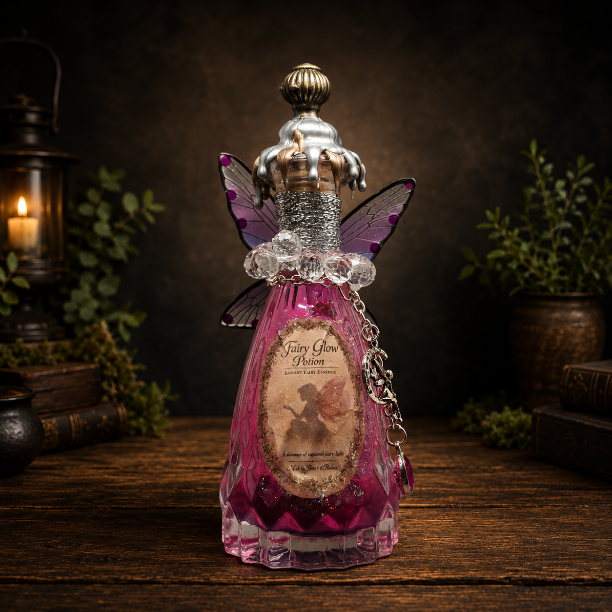 Handmade Fairy Glow Decorative Potion Bottle Prop Color Changing Pink to Purple