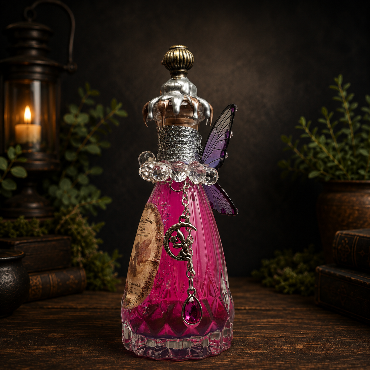 Handmade Fairy Glow Decorative Potion Bottle Prop Color Changing Pink to Purple