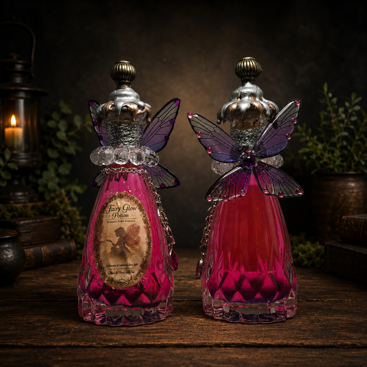 Handmade Fairy Glow Decorative Potion Bottle Prop Color Changing Pink to Purple