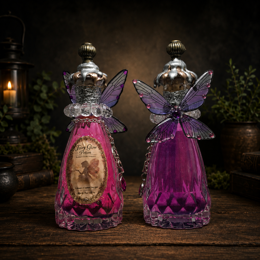 Handmade Fairy Glow Decorative Potion Bottle Prop Color Changing Pink to Purple