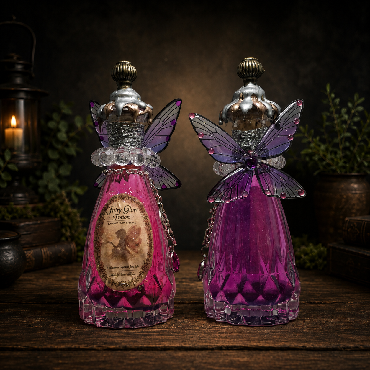 Handmade Fairy Glow Decorative Potion Bottle Prop Color Changing Pink to Purple