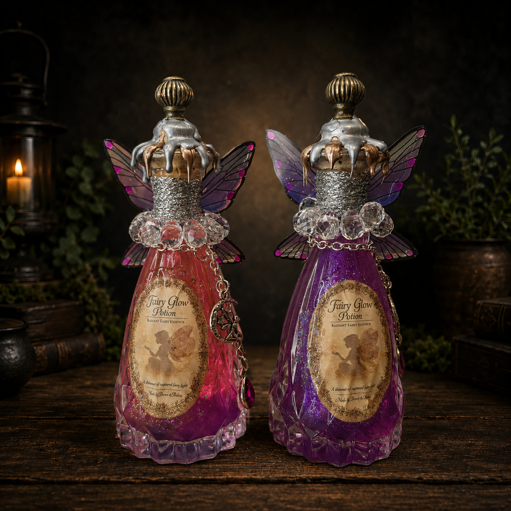 Handmade Fairy Glow Decorative Potion Bottle Prop Color Changing Pink to Purple
