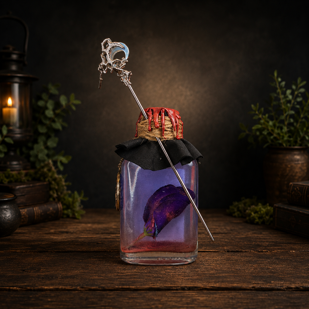 Handmade Veil of the Iris Potion Bottle – Color Changing Fantasy Decor – Blue to Copper Dreamy Gift