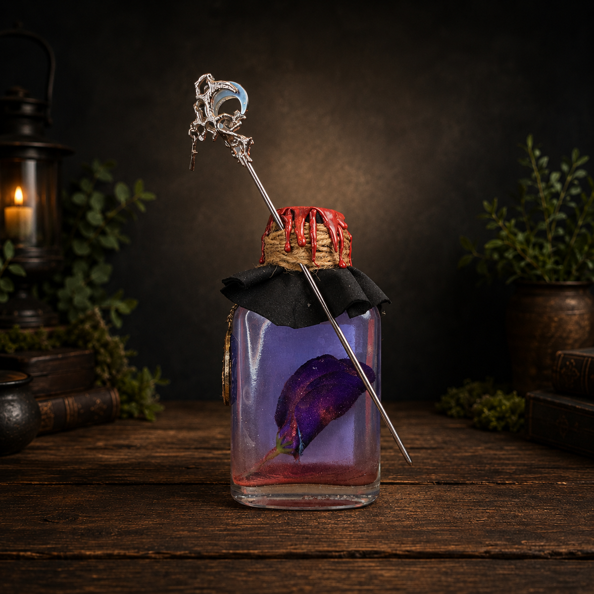 Handmade Veil of the Iris Potion Bottle – Color Changing Fantasy Decor – Blue to Copper Dreamy Gift
