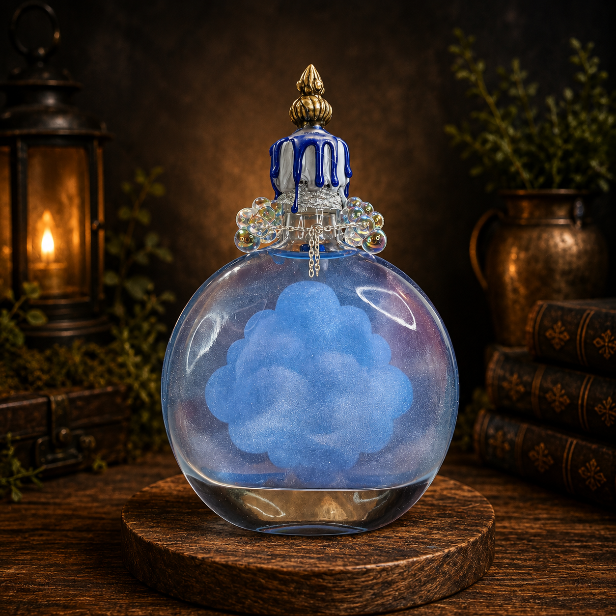 Handmade CLOUD ESSENCE Color-Changing Potion Bottle Prop Decorative Potion Clear Blue to Shimmering Opal
