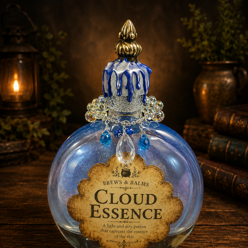 Handmade CLOUD ESSENCE Color-Changing Potion Bottle Prop Decorative Potion Clear Blue to Shimmering Opal