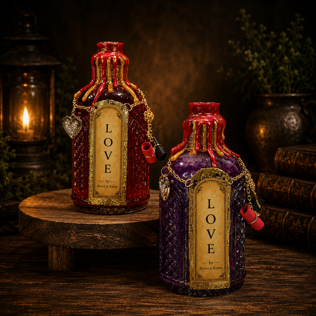 Handmade LOVE Affirmation Color-Changing Potion Bottle Prop Decorative Potion | Red to Purple