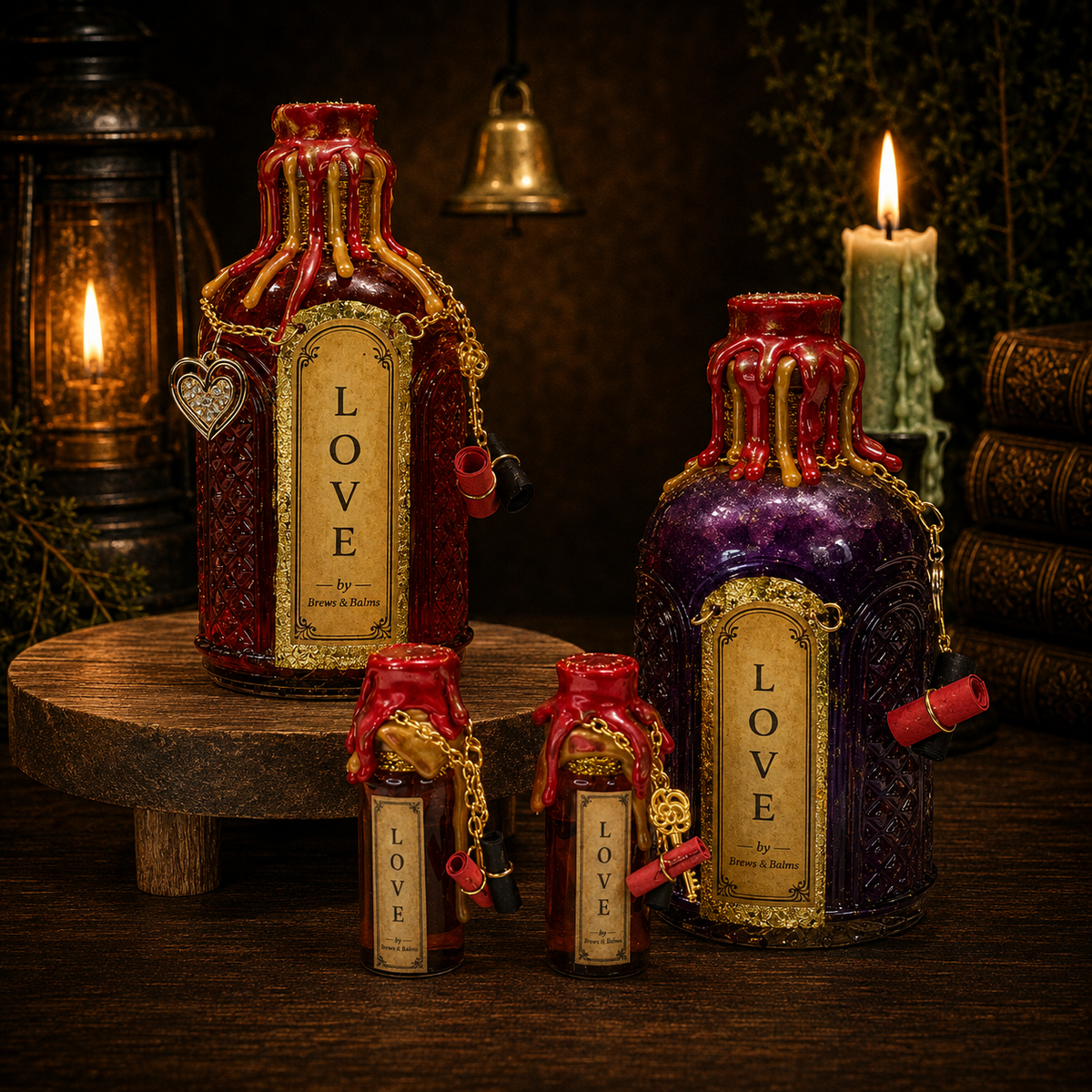 Handmade LOVE Affirmation Color-Changing Potion Bottle Prop Decorative Potion | Red to Purple