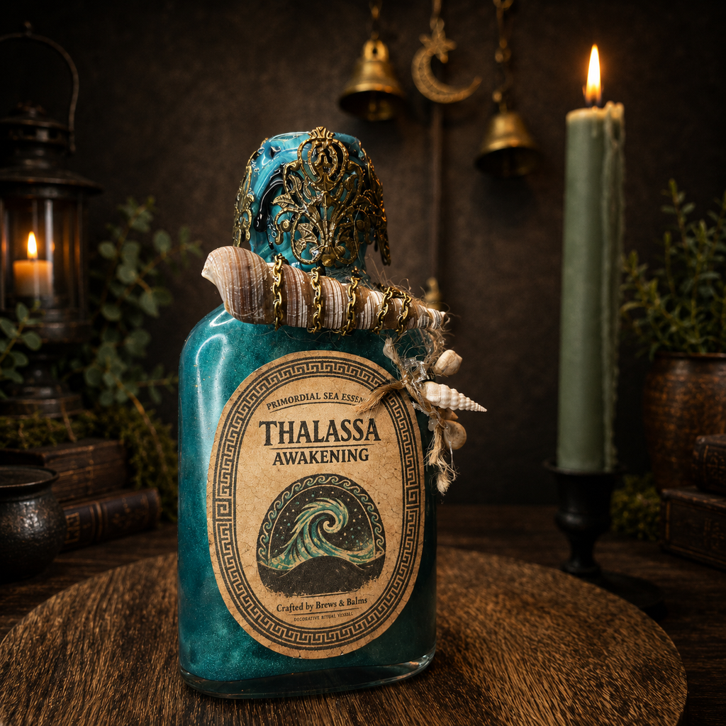 Handmade Thalassa Awakening Potion – Color Changing Ocean Decor Bottle – Black to Teal Greek Mythology Inspired Gift