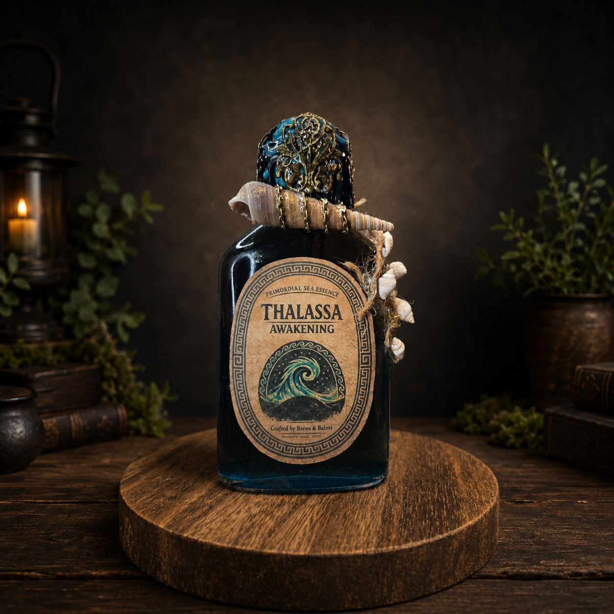 Handmade Thalassa Awakening Potion – Color Changing Ocean Decor Bottle – Black to Teal Greek Mythology Inspired Gift