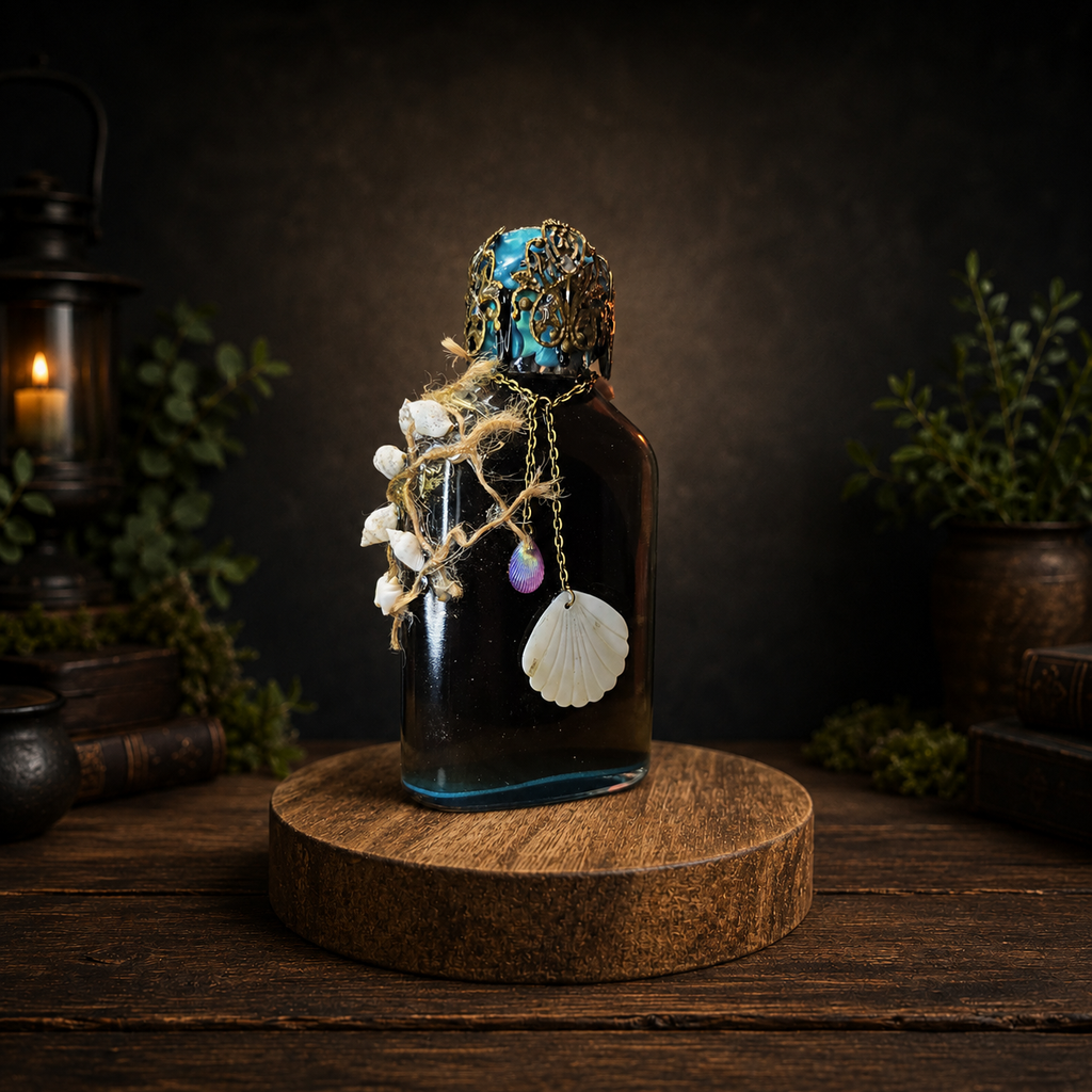 Handmade Thalassa Awakening Potion – Color Changing Ocean Decor Bottle – Black to Teal Greek Mythology Inspired Gift
