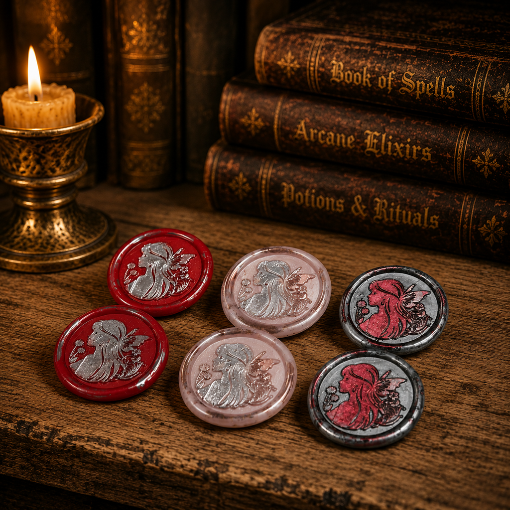 Handmade Fairy Peel & Stick Wax Seals – Set of 6 Envelope Seals