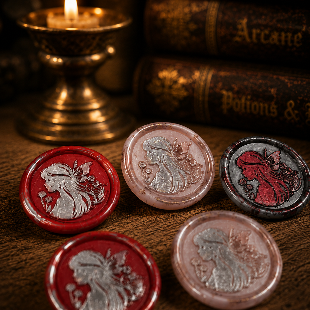 Handmade Fairy Peel & Stick Wax Seals – Set of 6 Envelope Seals
