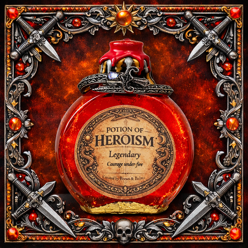Potion of Heroism Bottle – Color Changing Fantasy Decor – Courage Under Fire Legendary