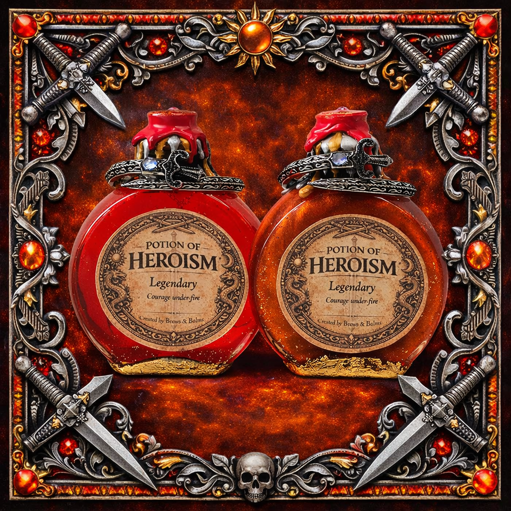 Potion of Heroism Bottle – Color Changing Fantasy Decor – Courage Under Fire Legendary