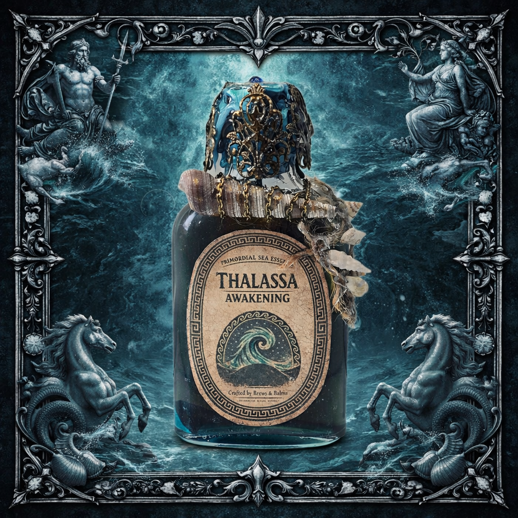 Thalassa Awakening Potion – Color Changing Ocean Decor Bottle – Black to Teal Greek Mythology Inspired Gift