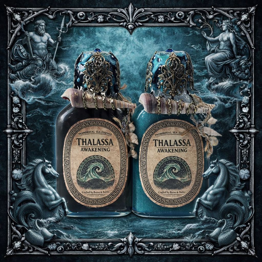 Thalassa Awakening Potion – Color Changing Ocean Decor Bottle – Black to Teal Greek Mythology Inspired Gift