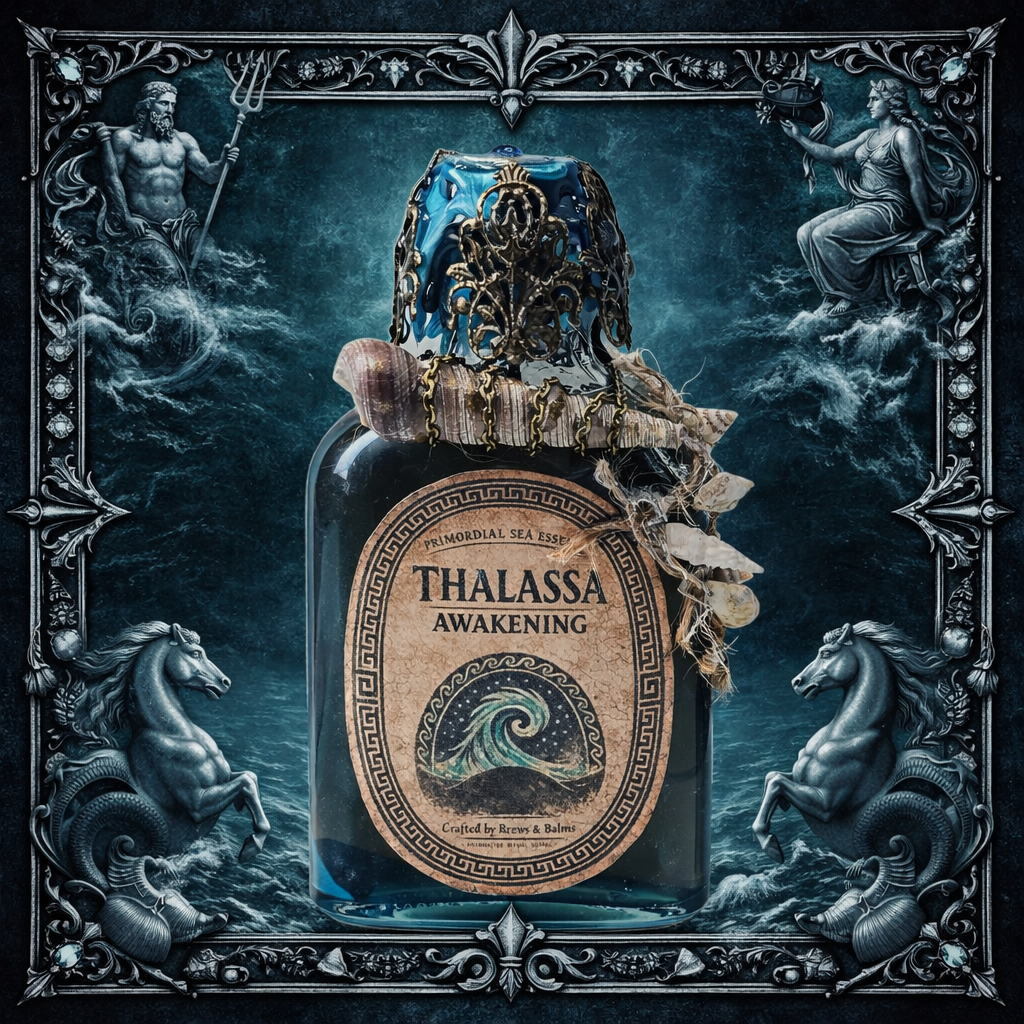 Thalassa Awakening Potion – Color Changing Ocean Decor Bottle – Black to Teal Greek Mythology Inspired Gift
