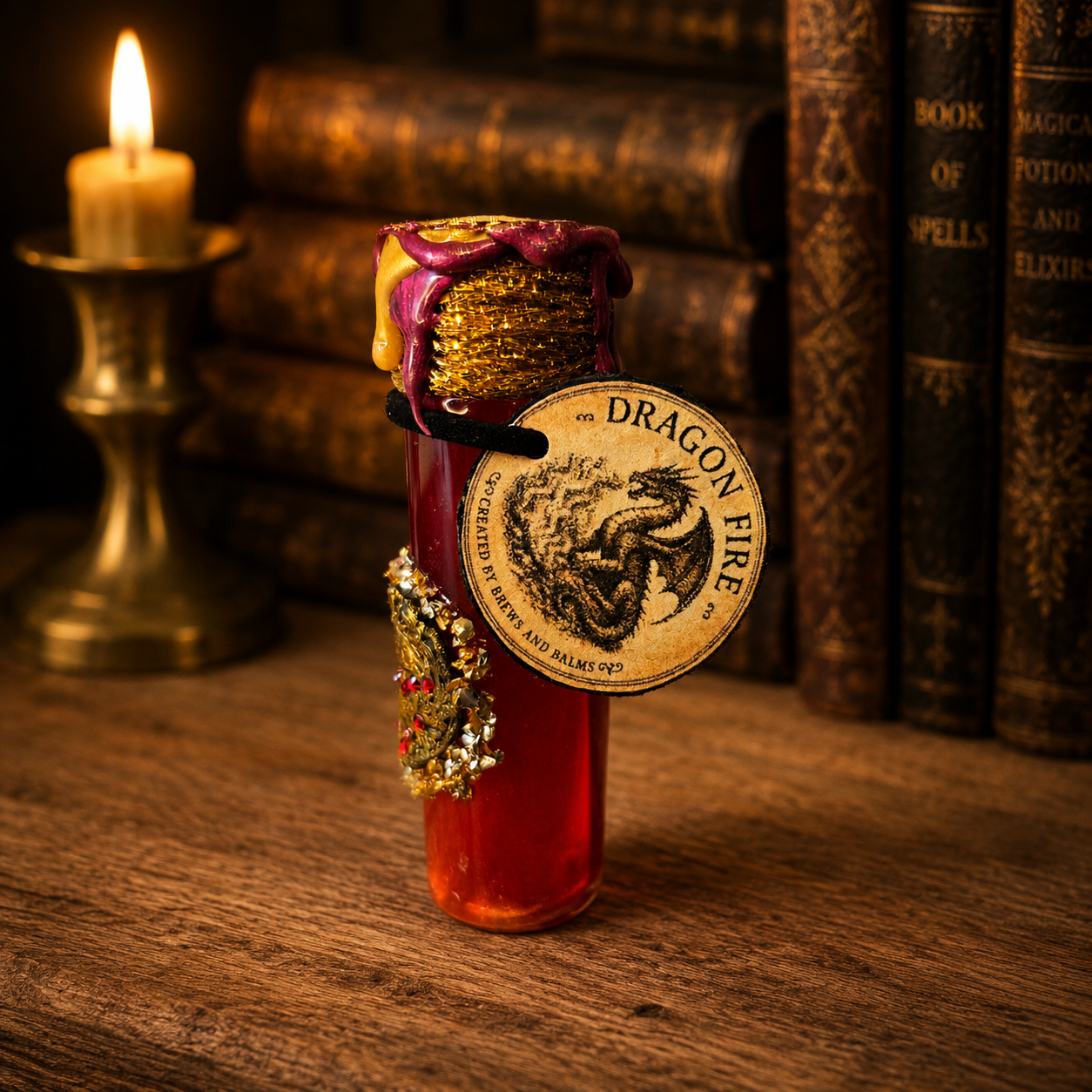 Dragon Fire Decorative Potion Prop | Dragoncore Fantasy Decor