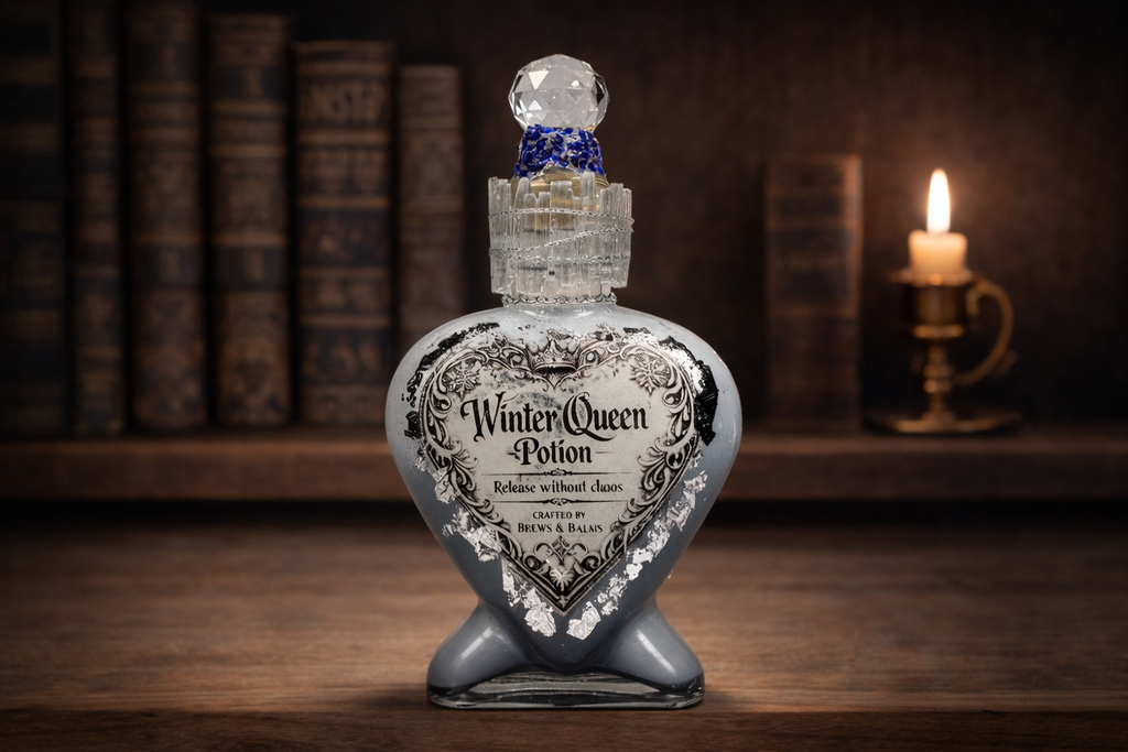 Winter Queen Potion Decorative Bottle Prop Color Changing White to Silver Blue