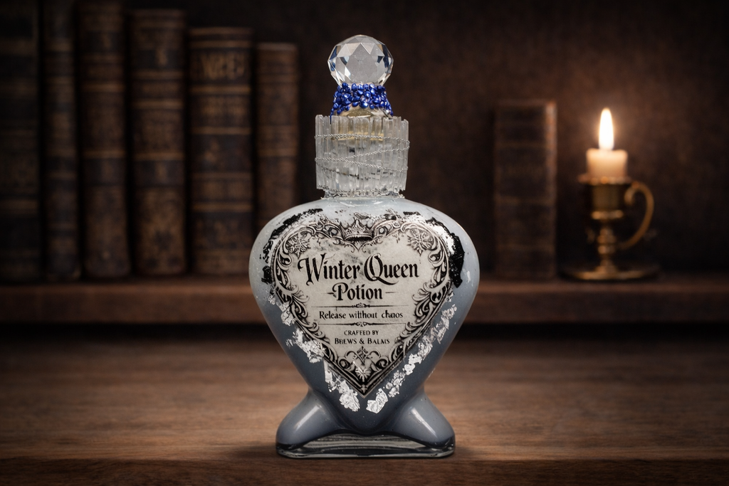 Winter Queen Potion Decorative Bottle Prop Color Changing White to Silver Blue