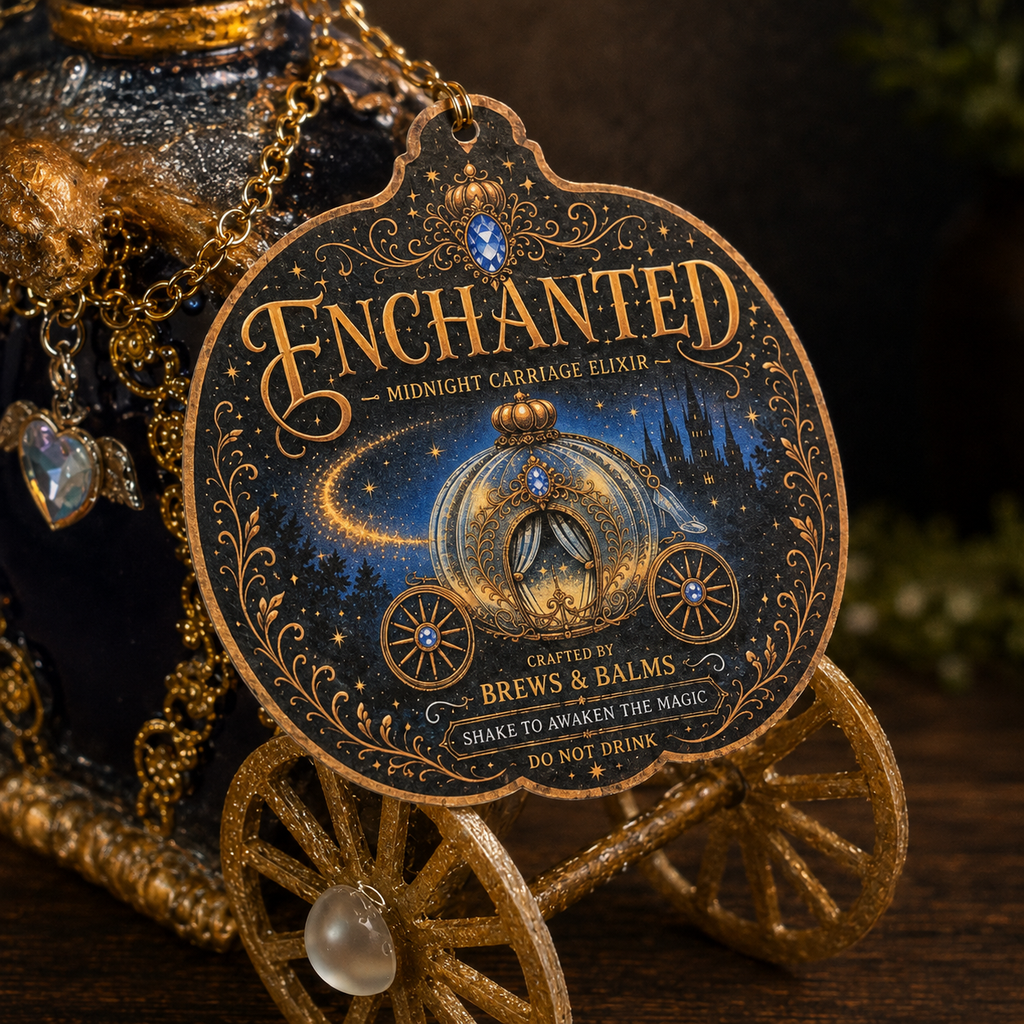 Handmade Enchanted – Midnight Carriage Elixir Decorative Color-Changing Potion Bottle