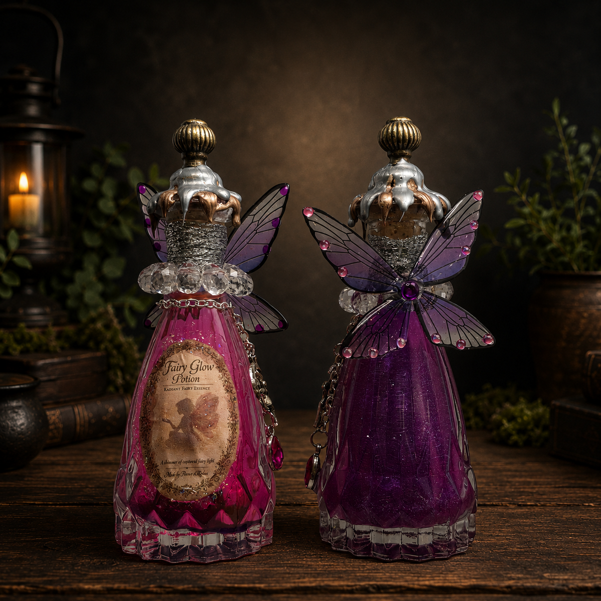 Handmade Fairy Glow Decorative Potion Bottle Prop Color Changing Pink to Purple