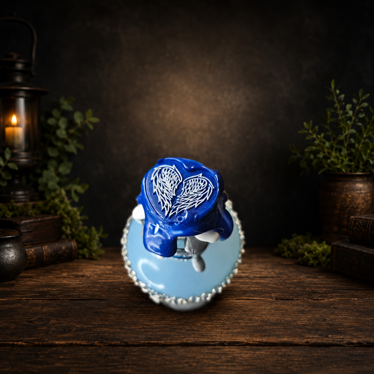 Handmade Peace Potion – Color Changing Decorative Bottle - White to Blue
