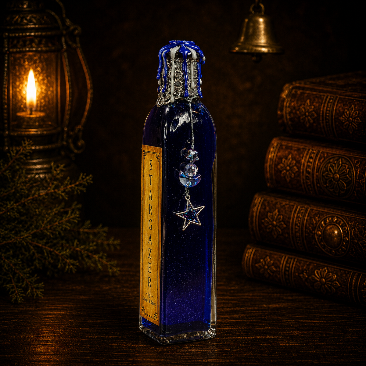 Handmade STARGAZER Color-Changing Potion Bottle Prop Blue to Midnight