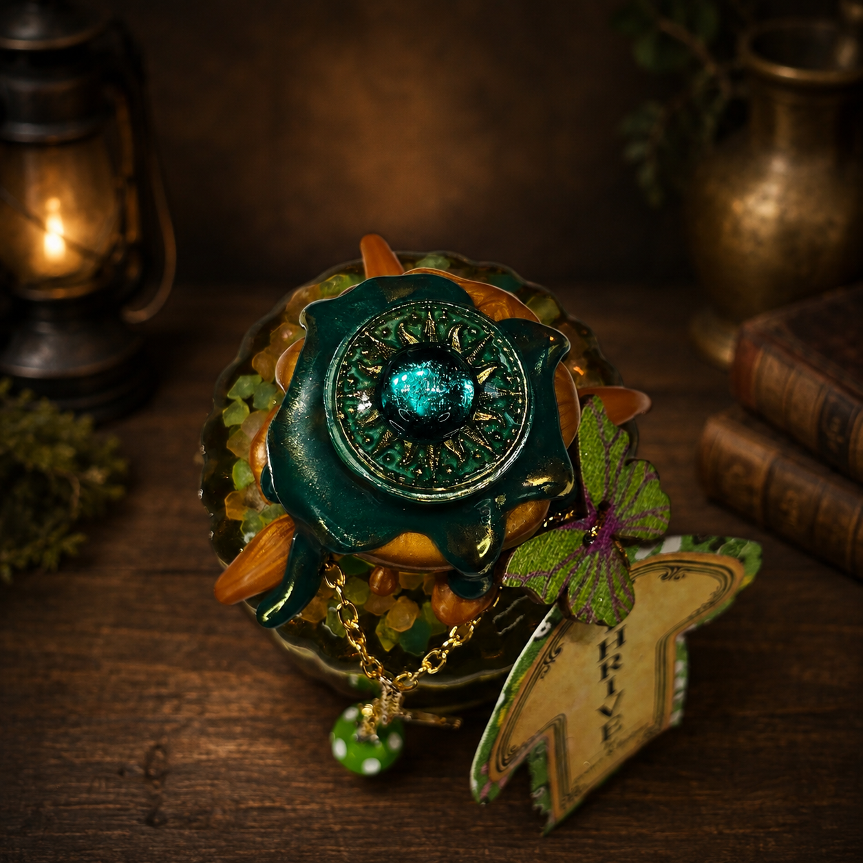 Handmade THRIVE Color-Changing Potion Bottle Prop Affirmation Potion - Sunny Yellow to Shimmering Green