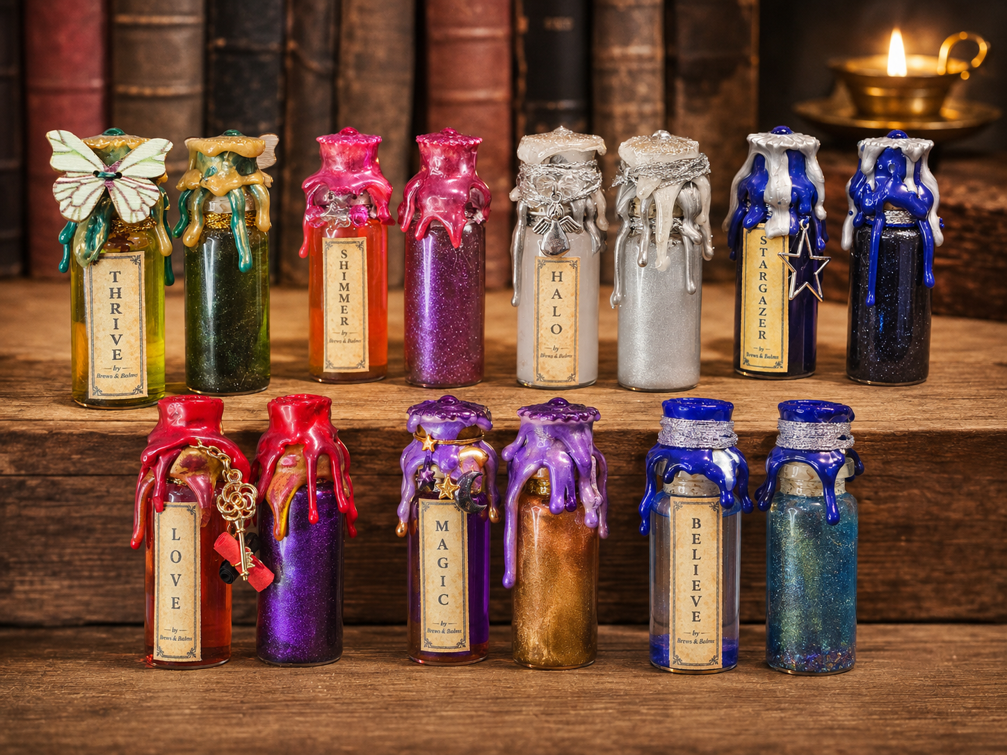 Handmade Mini affirmation decorative potion bottles - Believe - Love - Magic - Halo - Thrive - Stargazer - Shimmer
