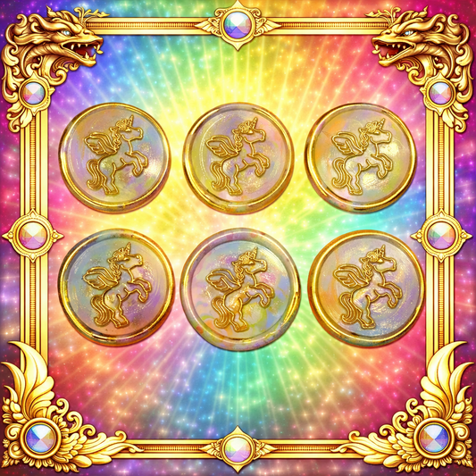Unicorn Wax Seal In Rainbow Pastel and Gold, Set of SIX for cards, invitations, letters and gifts