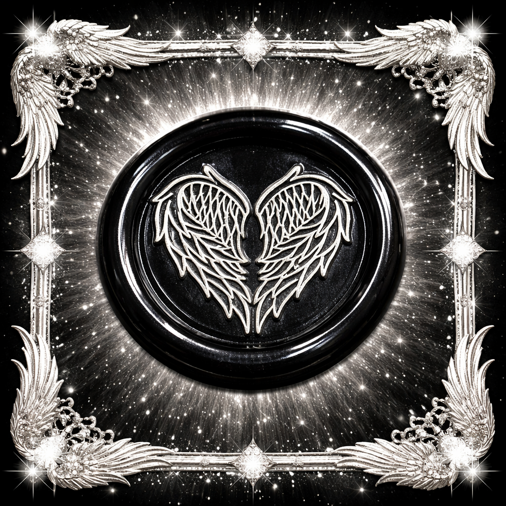 Angel Wings Heart Wax Seal – Peel & Stick • Multiple Colors Silver Accents