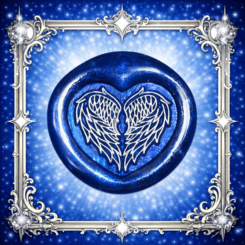Angel Wings Heart Wax Seal – Peel & Stick • Multiple Colors Silver Accents