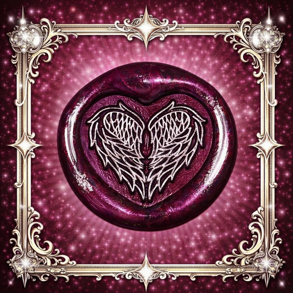 Angel Wings Heart Wax Seal – Peel & Stick • Multiple Colors Silver Accents