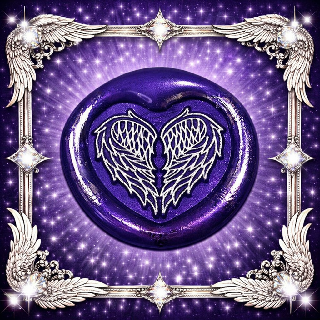 Angel Wings Heart Wax Seal – Peel & Stick • Multiple Colors Silver Accents