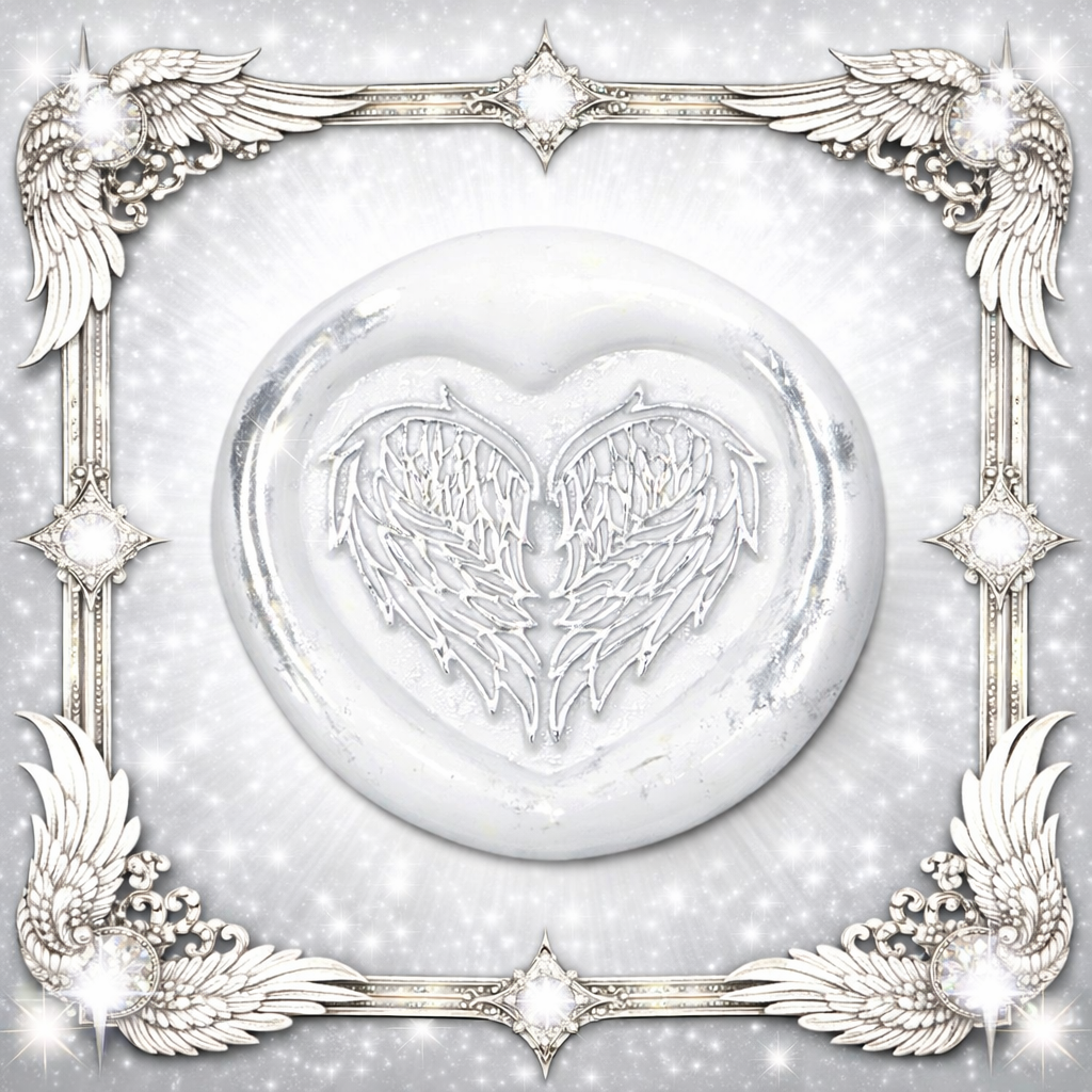 Angel Wings Heart Wax Seal – Peel & Stick • Multiple Colors Silver Accents