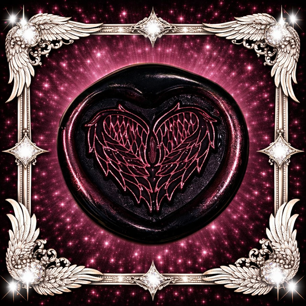 Angel Wings Heart Wax Seal – Peel & Stick • Multiple Colors Silver Accents