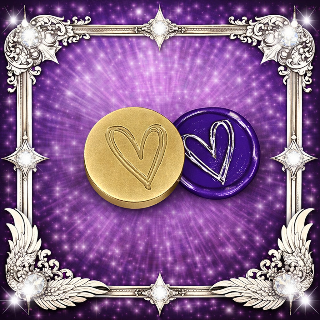 Wax Seal Brass Stamp Love Heart Sketch Includes Wooden Handle