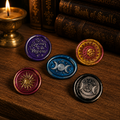 Handmade Triple Moon, Sun, Fly Me To The Moon, Set of Five Wax Seals, for cards, invitations, letters and gifts!