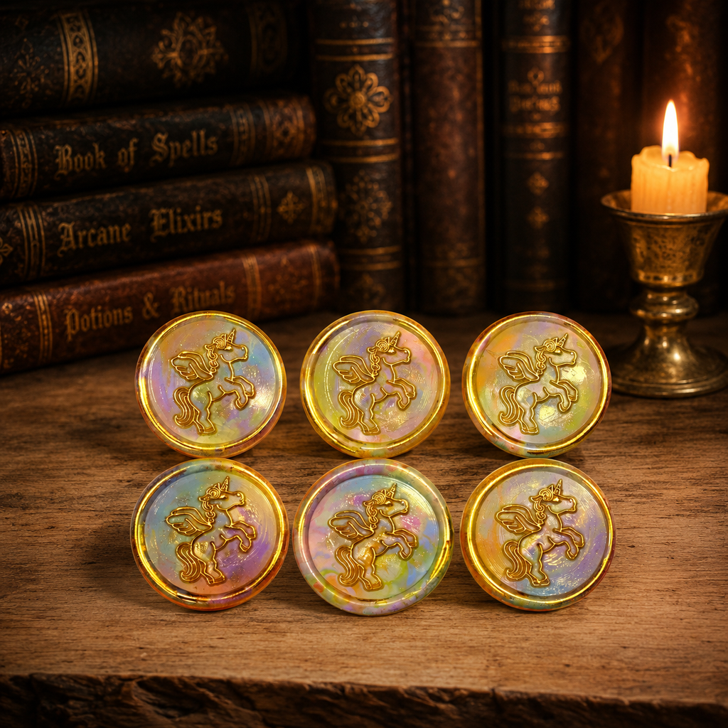 Handmade Unicorn Peel & Stick Wax Seals – Set of 6 Envelope Seals
