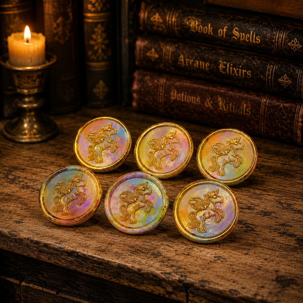 Handmade Unicorn Peel & Stick Wax Seals – Set of 6 Envelope Seals